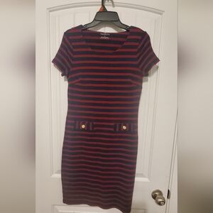 Talbots Navy and Red Striped Mini Dress